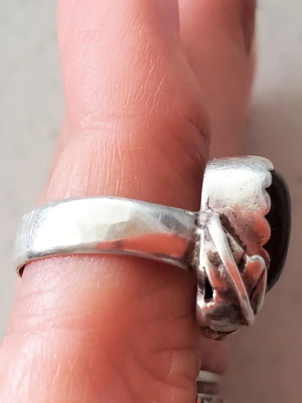 Oregon Fire Opal Pinkie Ring, Sterling Silver